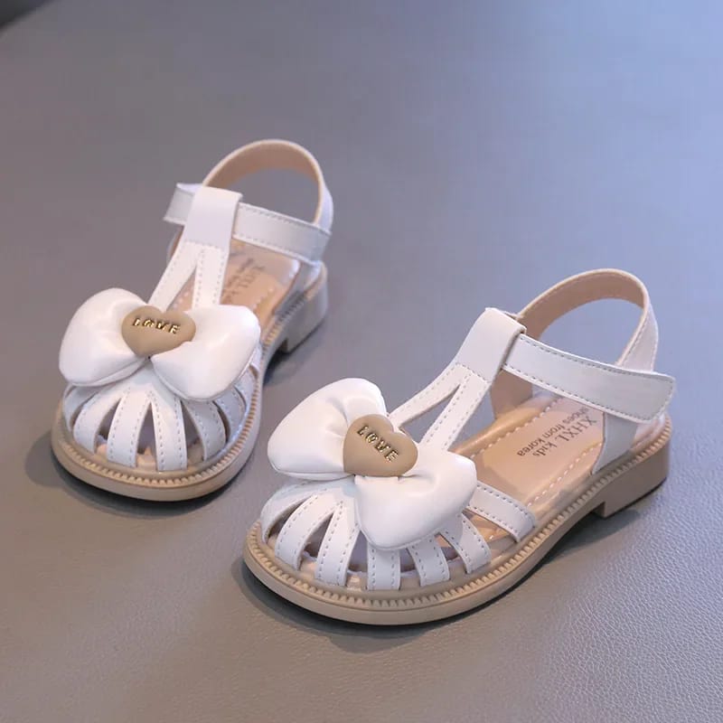 Children School Black Beige Cut-outs Sandals